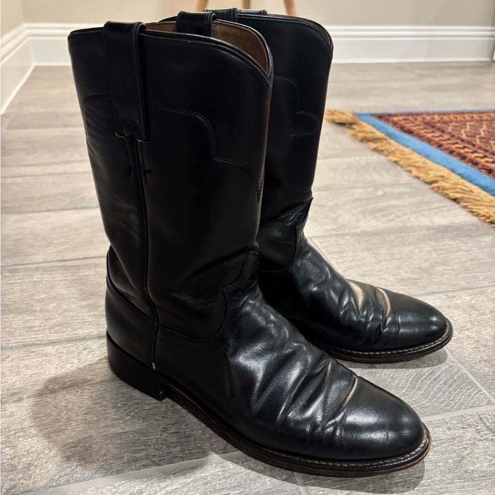 Tony Lama Black Leather Western Boots